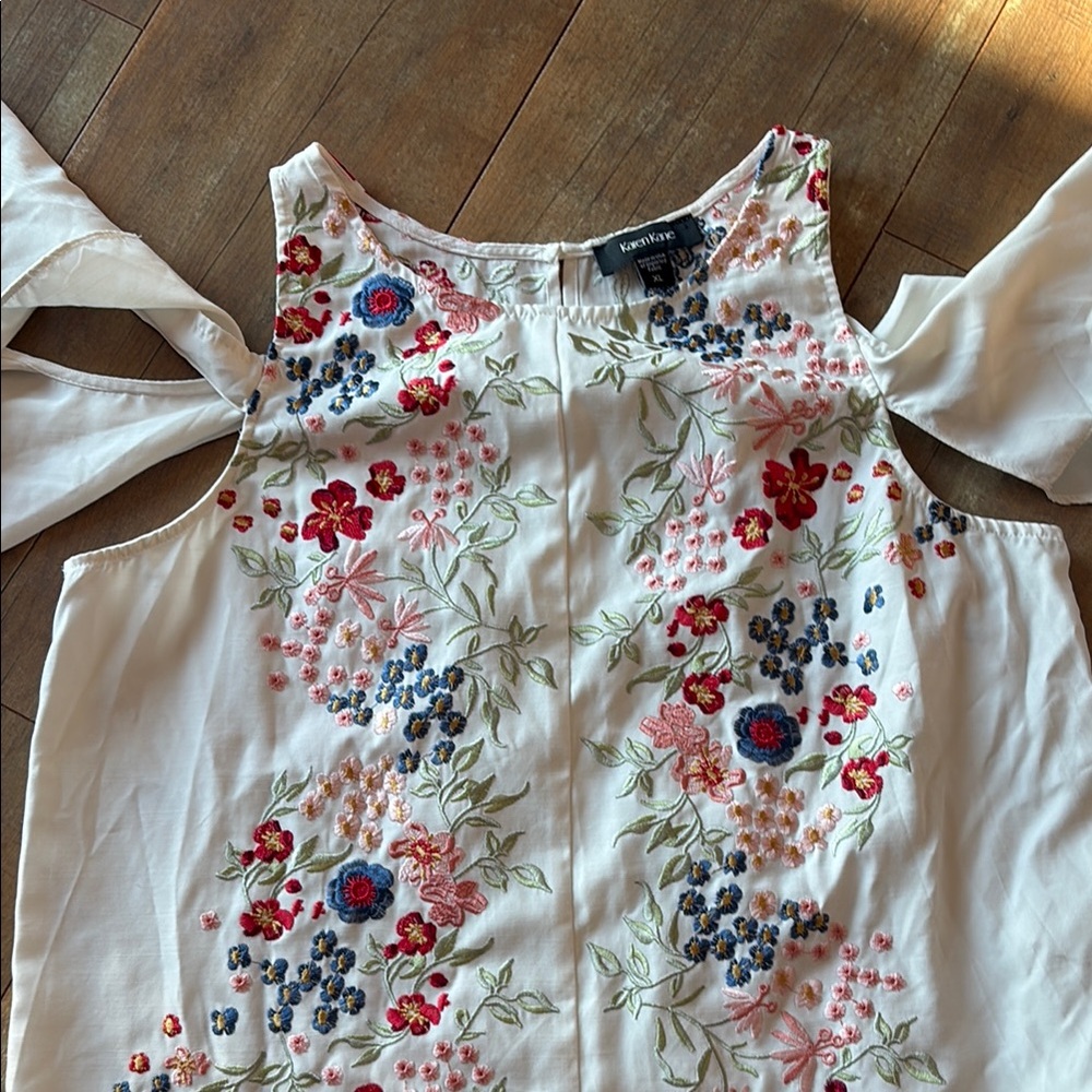 Karen Kane White Cream Embroidered Cold Shoulder Blouse